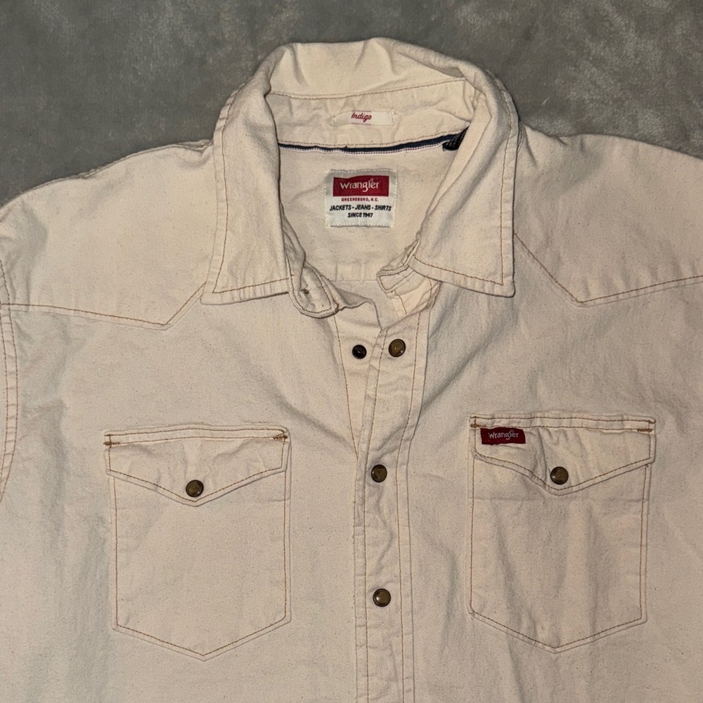 Wrangler Men's Casual Cream Button Down Shirt XL